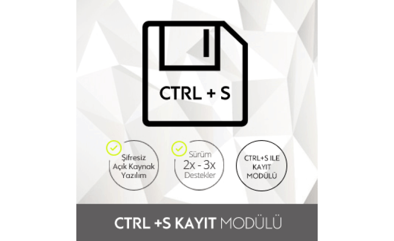 Opencart Ctrl+S ile Kayıt Modülü Opencart Ctrl+S ile Kayıt Modülü