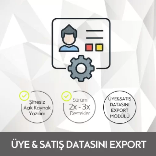 Opencart Üye&Satış Datasını Export Modülü Opencart Üye&Satış Datasını Export Modülü