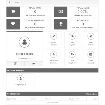 Opencart Hesabım Sayfası Modülü Opencart Hesabım Sayfası Modülü