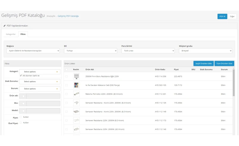 OpenCart PDF Katalog Modülü