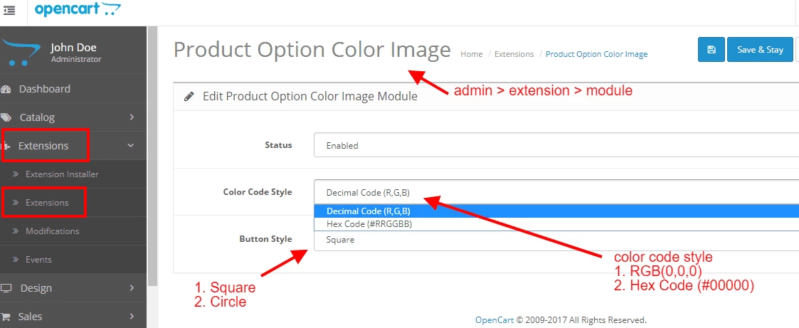 opencart-seceneklere-renkli-gorunum