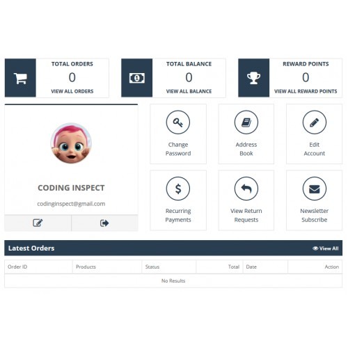 Opencart Hesabım Sayfası Modülü