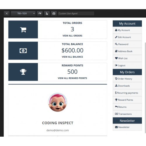 Opencart Hesabım Sayfası Modülü