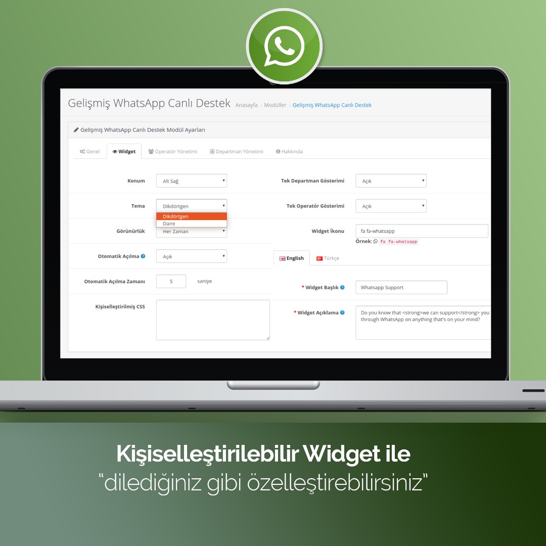 OpenCart Whatsapp Canlı Destek Modülü