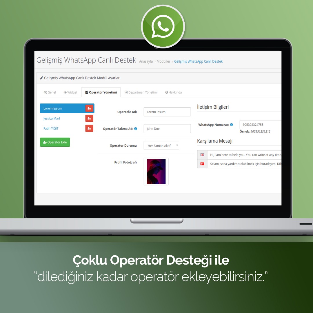 OpenCart Whatsapp Canlı Destek Modülü