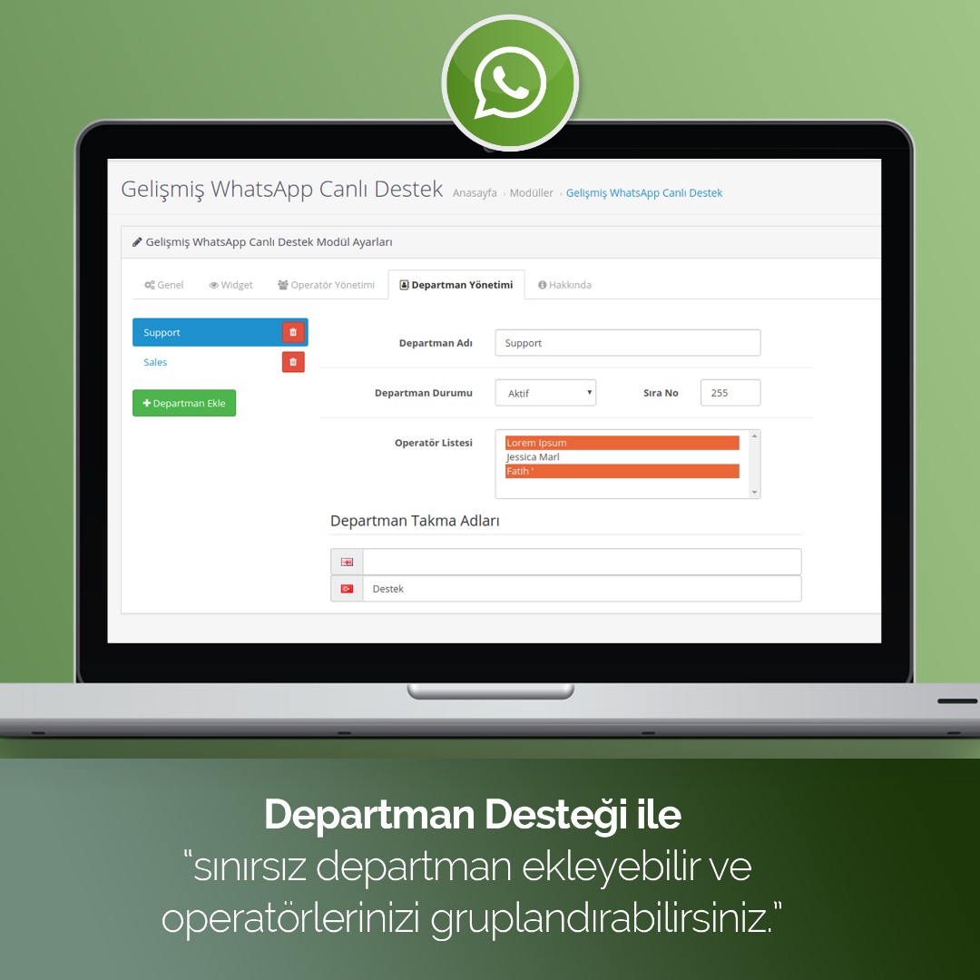 OpenCart Whatsapp Canlı Destek Modülü