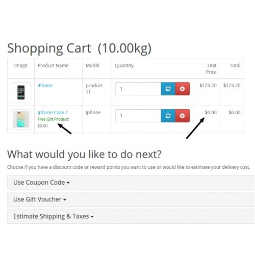 Opencart Ürün/Kategori Bazında Ücretsiz Hediye Modülü